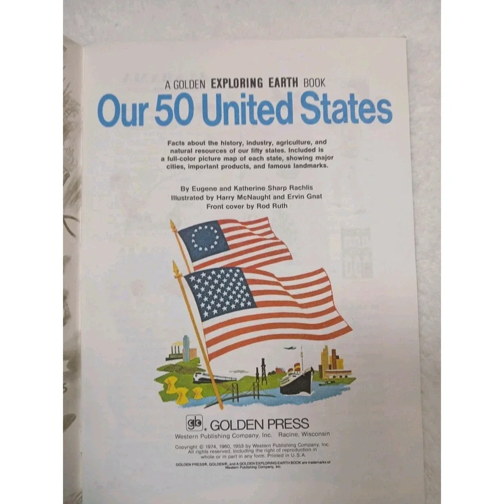 Our 50 United States Exploring Earth Golden Book Eugene & Katherine Sharp 1974